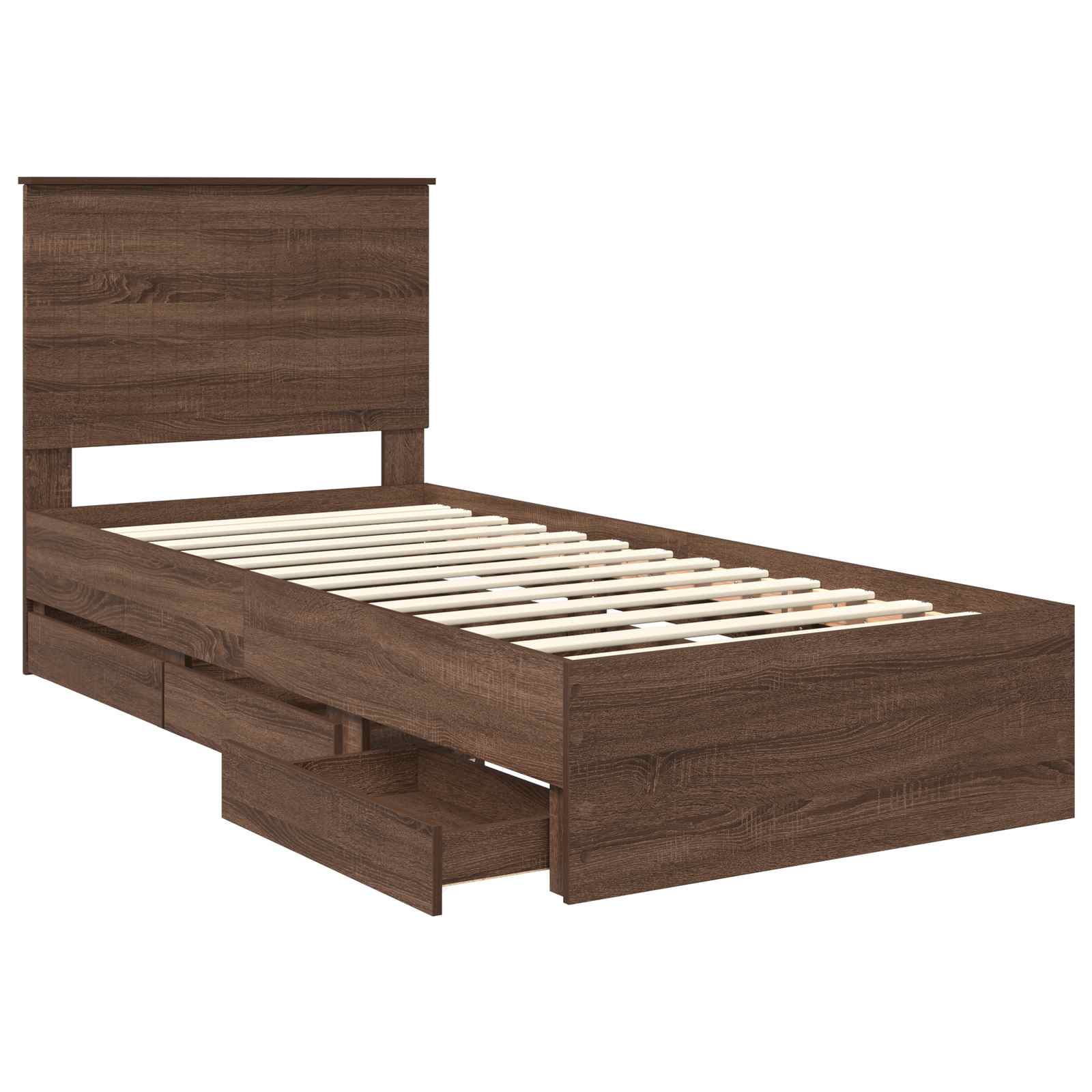 Sengestel med skuffe Brun eg 90 x 200 cm Ingeniørtræ