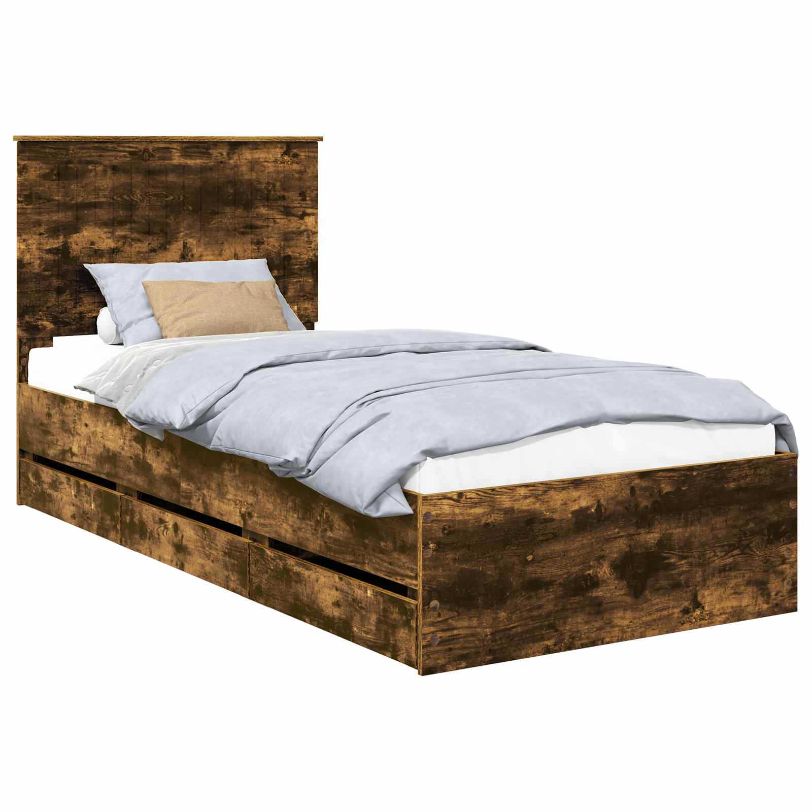 Sengestel med skuffe Røget eg 90 x 190 cm Ingeniørtræ