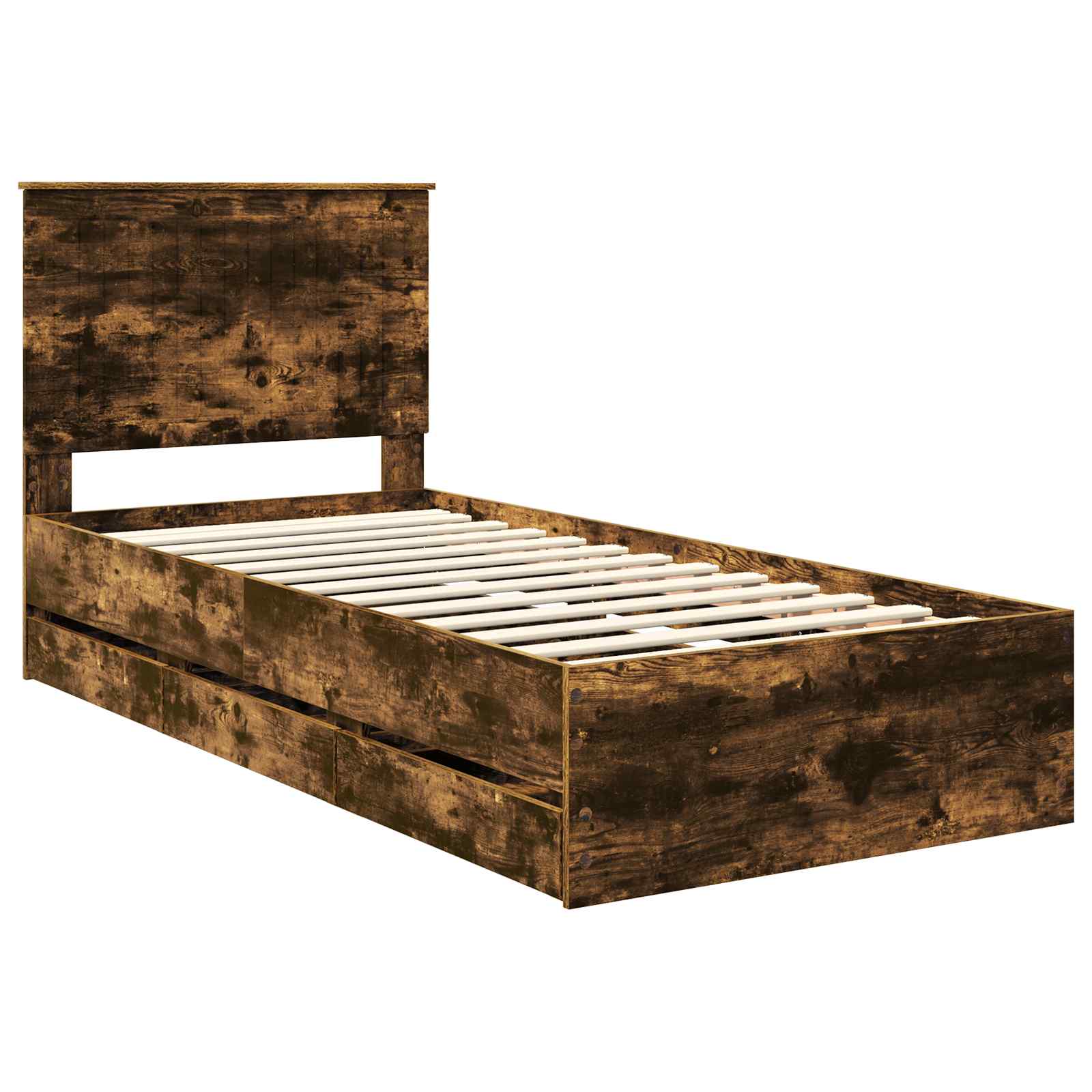 Sengestel med skuffe Røget eg 90 x 190 cm Ingeniørtræ