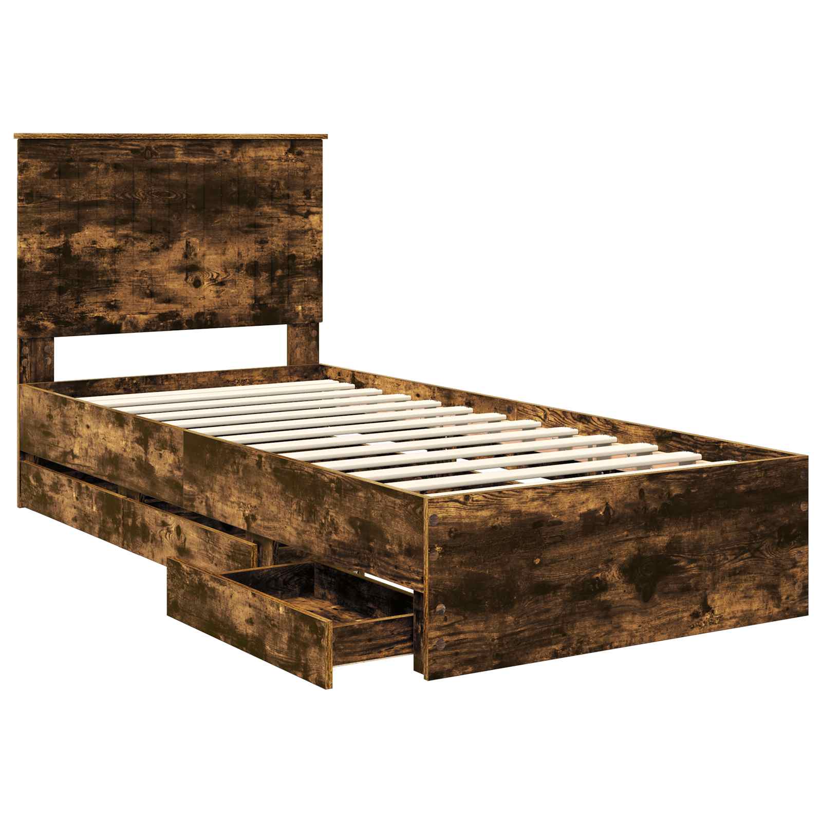 Sengestel med skuffe Røget eg 90 x 190 cm Ingeniørtræ