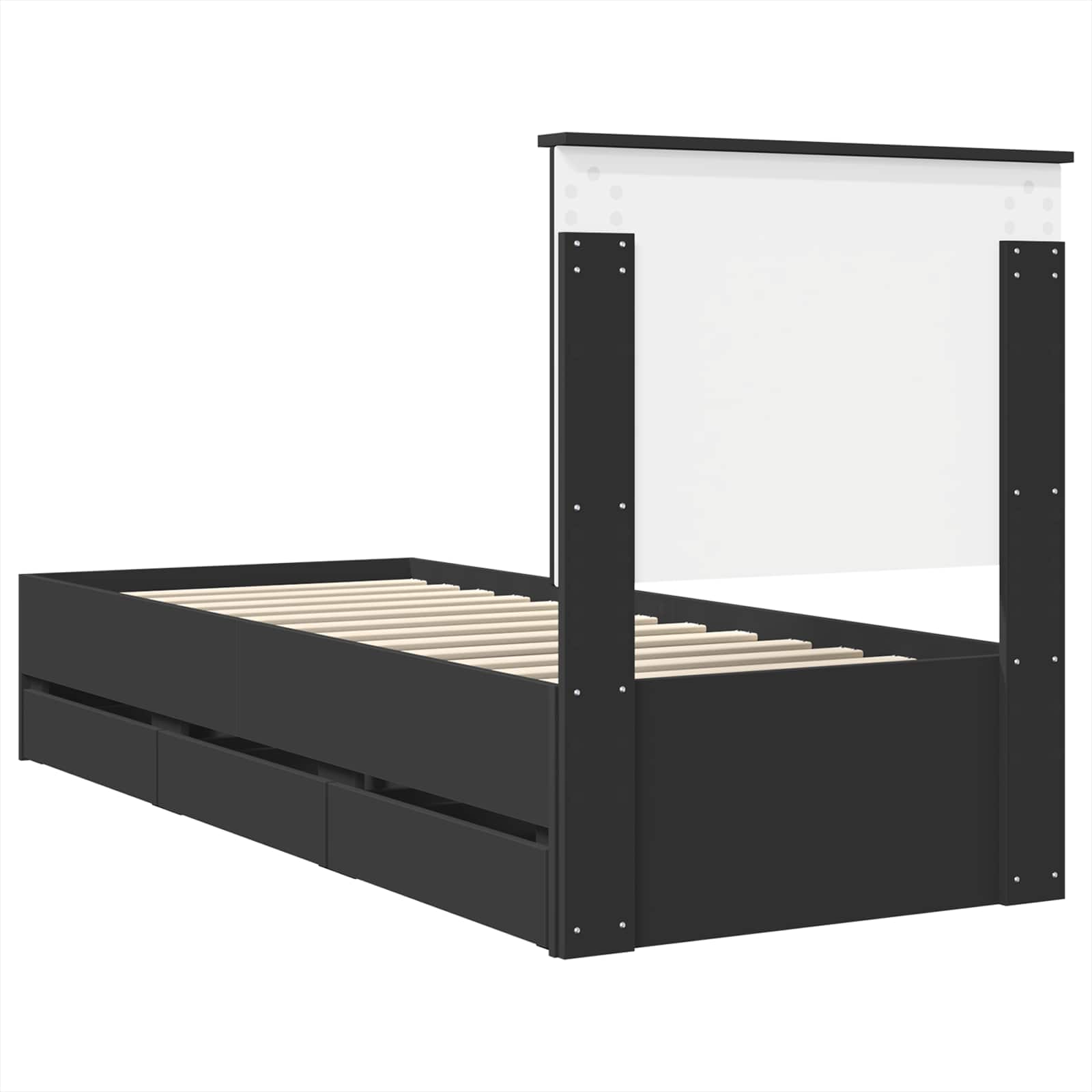 Sengestel med skuffe Sort 75 x 190 cm Ingeniørtræ