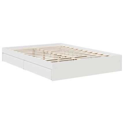 Opbevaringsseng med skuffe Hvid 140 x 200 cm Konstrueret træ