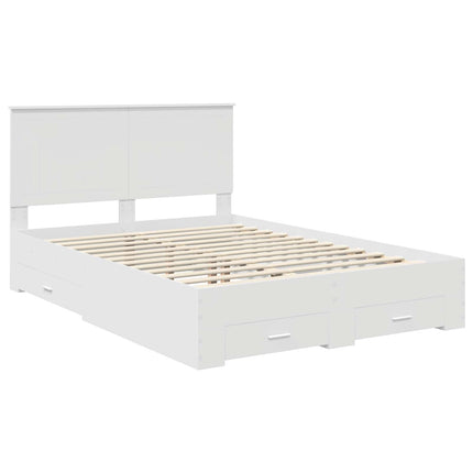Sengestel med skuffe Hvid 140 x 200 cm Konstrueret træ