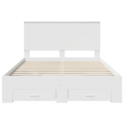 Sengestel med skuffe Hvid 140 x 200 cm Konstrueret træ