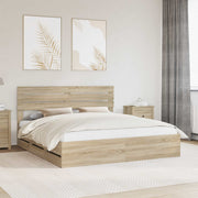 Sengestel med skuffe Sonoma eg 200 x 200 cm Ingeniørtræ
