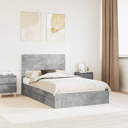 Opbevaringsseng Beton Grå 135 x 190 cm Konstrueret træ