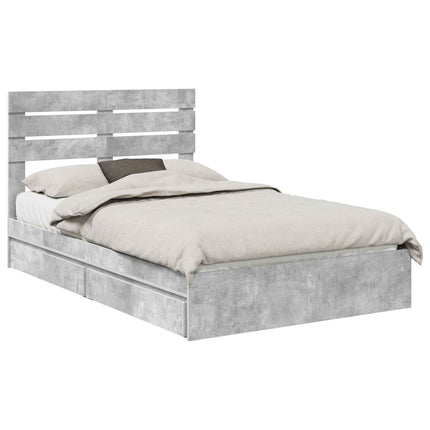 Opbevaringsseng Beton Grå 135 x 190 cm Konstrueret træ