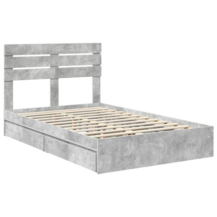 Opbevaringsseng Beton Grå 135 x 190 cm Konstrueret træ