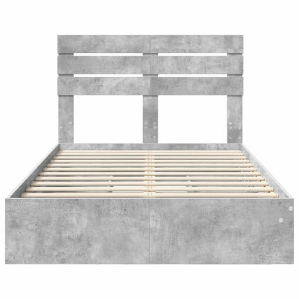 Opbevaringsseng Beton Grå 135 x 190 cm Konstrueret træ