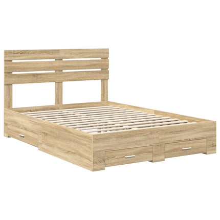 Sengestel med skuffe Sonoma eg 140 x 190 cm Konstrueret træ