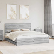 Sengestel med skuffe Grå Sonoma 200 x 200 cm Ingeniørtræ