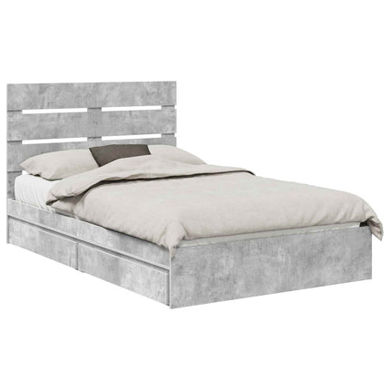 Opbevaringsseng Beton Grå 135 x 190 cm Konstrueret træ