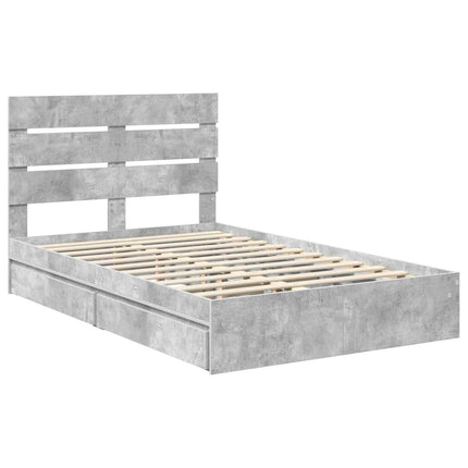 Opbevaringsseng Beton Grå 135 x 190 cm Konstrueret træ