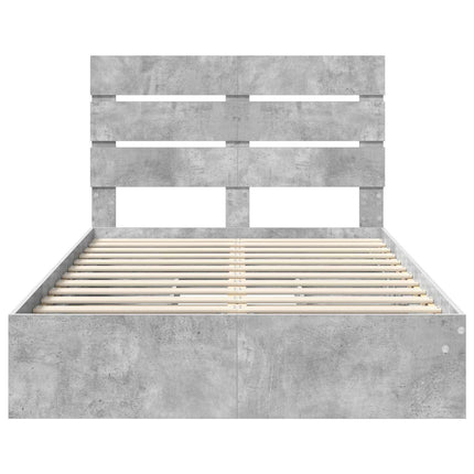 Opbevaringsseng Beton Grå 135 x 190 cm Konstrueret træ