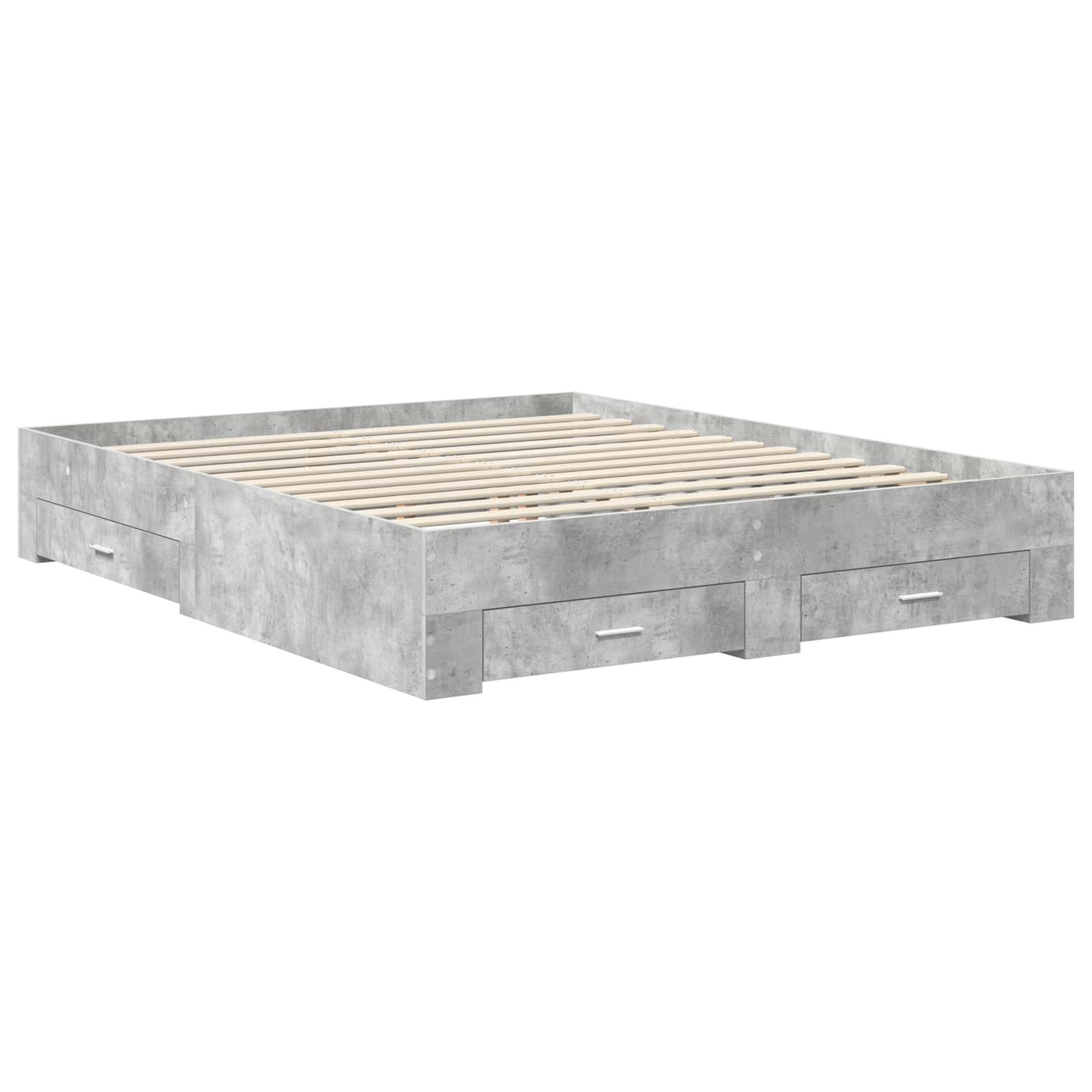Sengestel med skuffe Beton Grå 160 x 200 cm Konstrueret træ