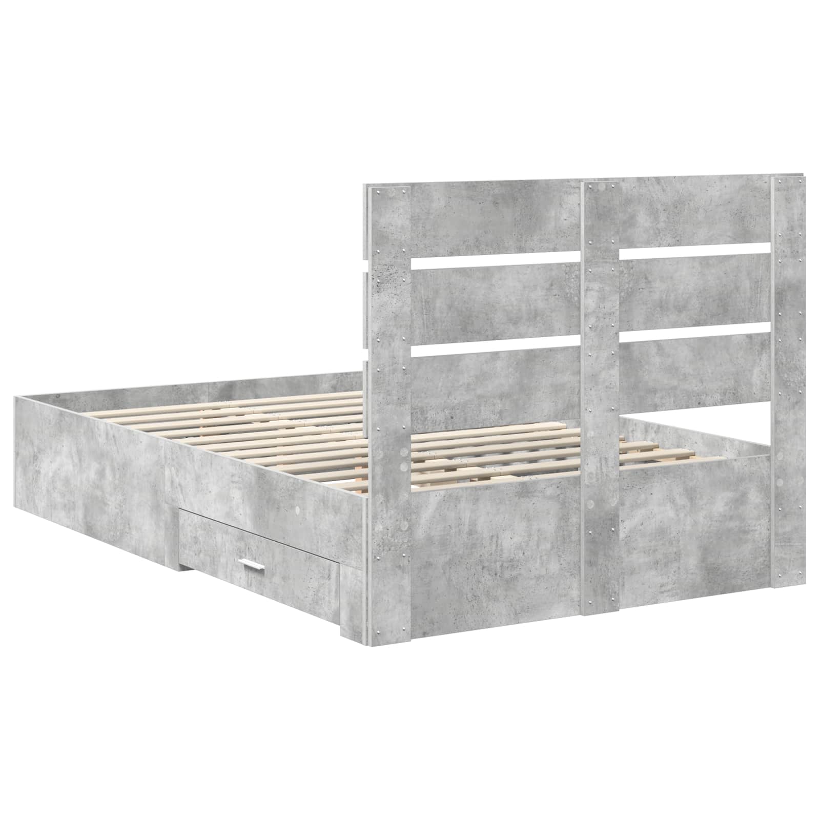 Sengestel med skuffe Beton Grå 120 x 190 cm Konstrueret træ