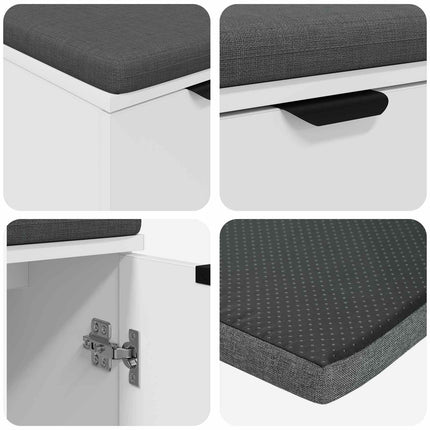 Hallbænk med pude Hvid 60 x 38 x 46 cm Kunstigt træ og stof