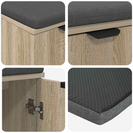 Hallbænk med dør Sonoma eg 60 x 38 x 46 cm Kunstigt træ og stof