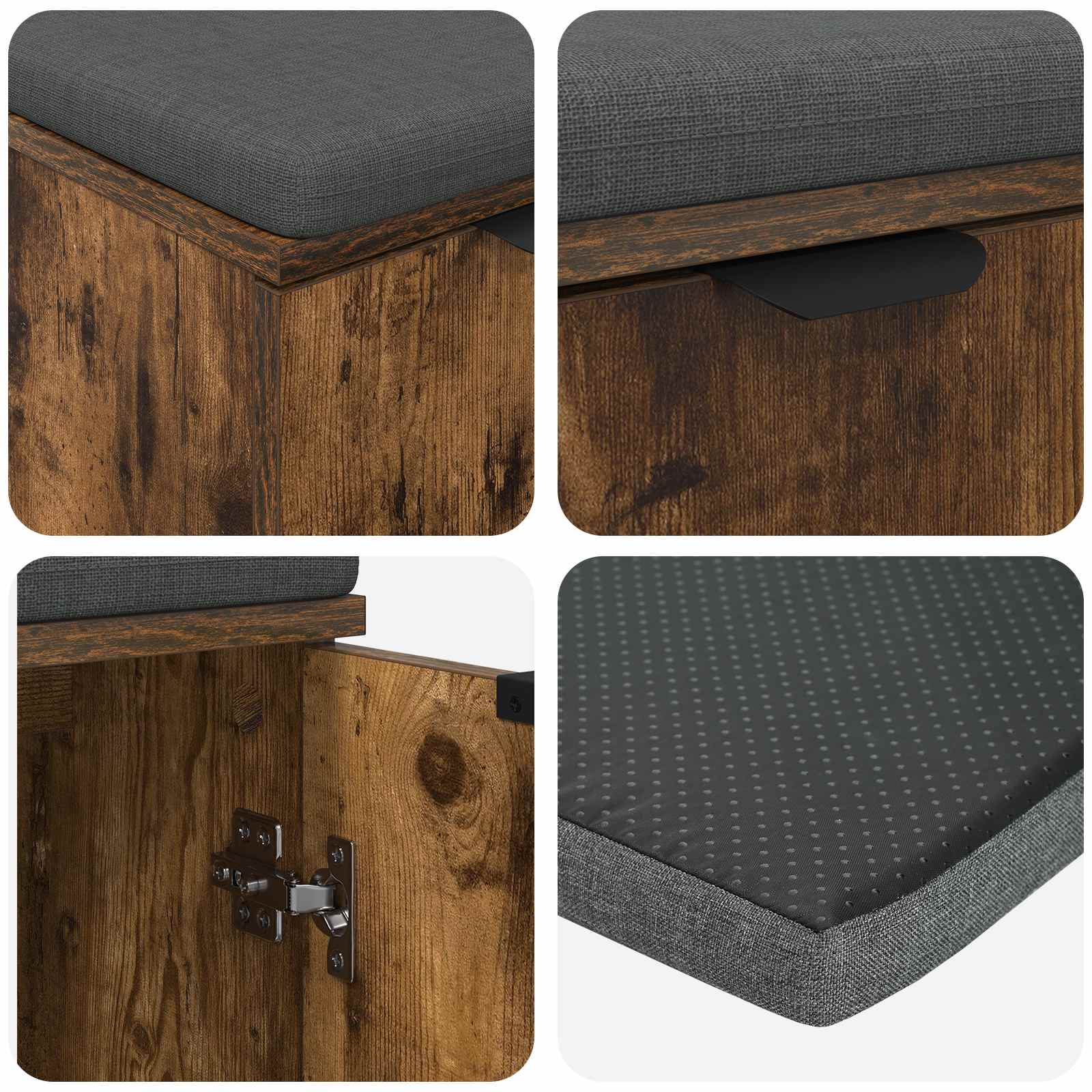 Hallbænk med pude Røget Eg 60 x 38 x 46 cm Kunstigt træ og stof