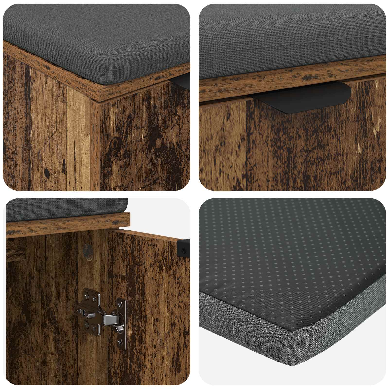 Hallbænk Gammelt træ 60 x 38 x 46 cm Kunstigt træ og stof