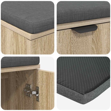 Hallbænk med dør Sonoma eg 80 x 38 x 46 cm Kunstigt træ og stof