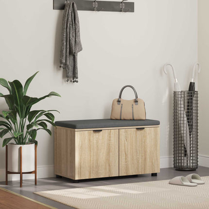 Hallbænk med dør Sonoma eg 80 x 38 x 46 cm Kunstigt træ og stof