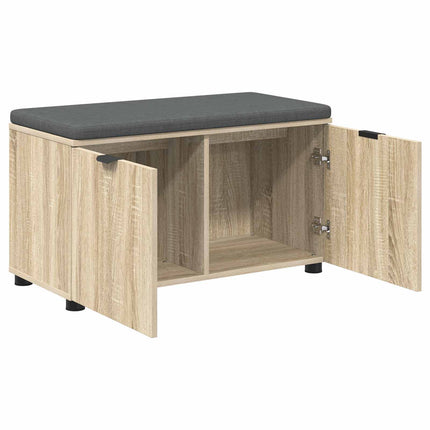 Hallbænk med dør Sonoma eg 80 x 38 x 46 cm Kunstigt træ og stof