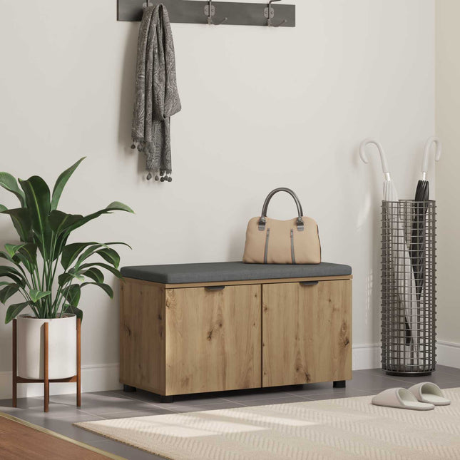 Hallbænk Artisan Eg 80 x 38 x 46 cm Kunstigt træ og stof