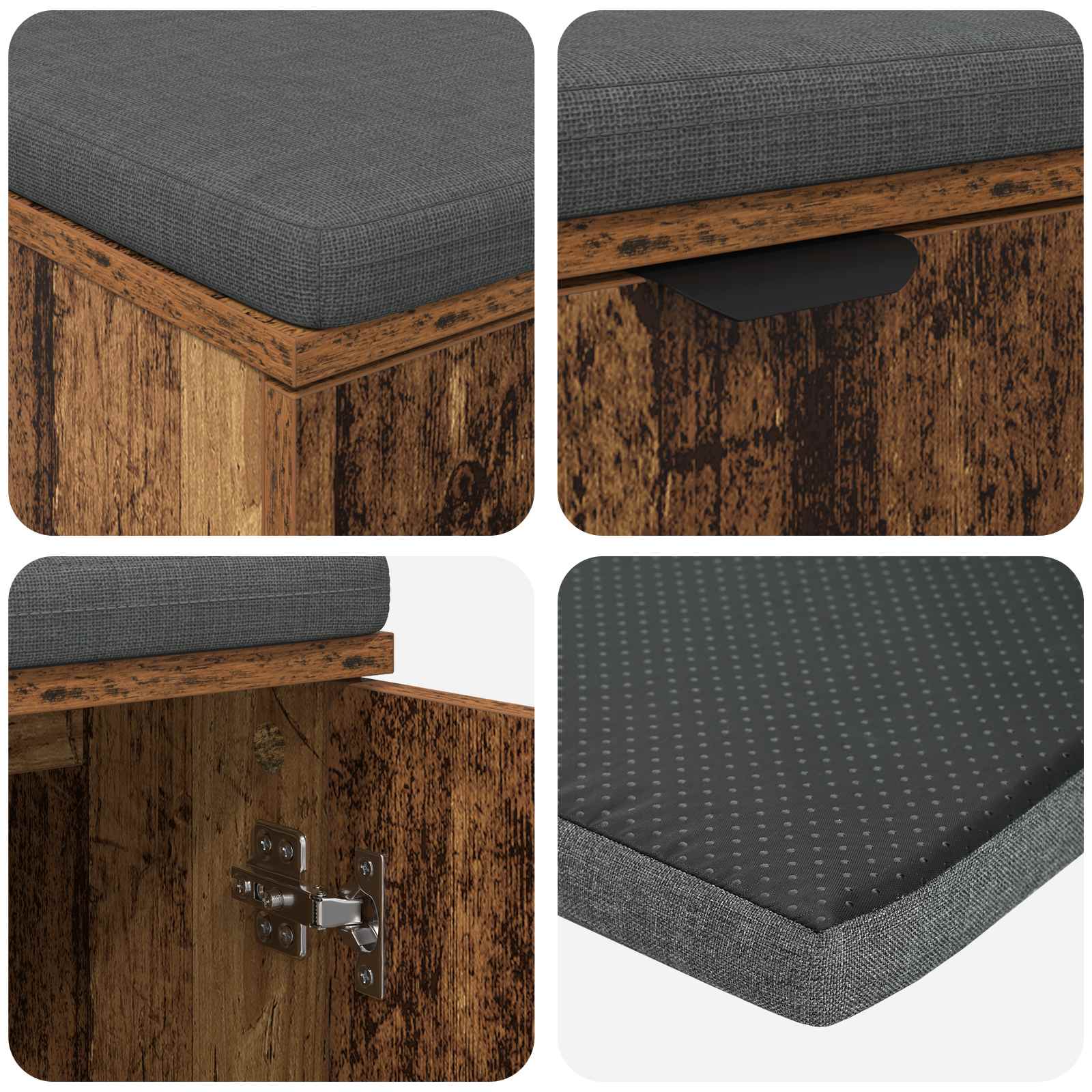 Hallbænk Gammelt træ 100 x 38 x 46 cm Kunstigt træ og stof