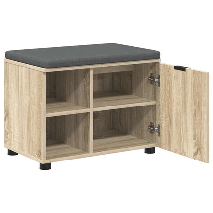 Hallbænk med dør Sonoma eg 60 x 38 x 46 cm Kunstigt træ og stof