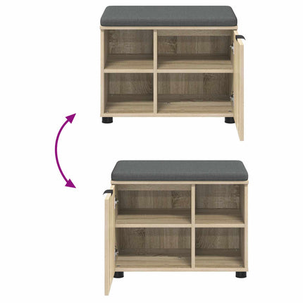 Hallbænk med dør Sonoma eg 60 x 38 x 46 cm Kunstigt træ og stof