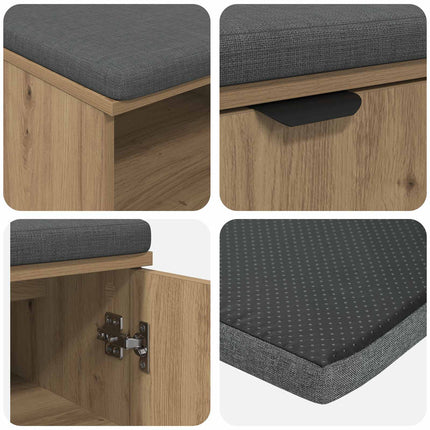 Hallbænk Artisan Eg 80 x 38 x 46 cm Kunstigt træ og stof