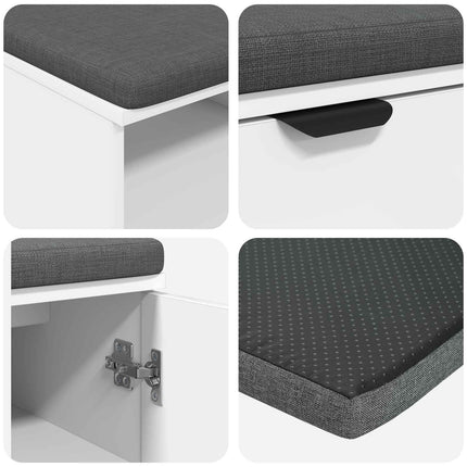 Hallbænk med pude Hvid 100 x 38 x 46 cm Kunstigt træ og stof