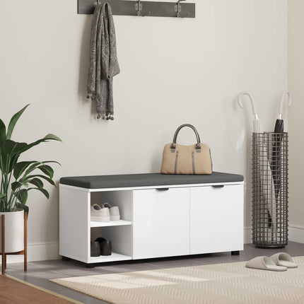 Hallbænk med pude Hvid 100 x 38 x 46 cm Kunstigt træ og stof