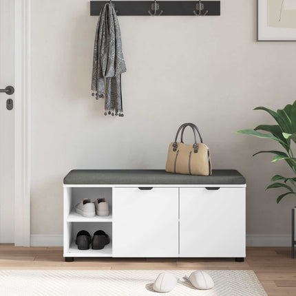 Hallbænk med pude Hvid 100 x 38 x 46 cm Kunstigt træ og stof