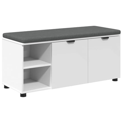 Hallbænk med pude Hvid 100 x 38 x 46 cm Kunstigt træ og stof