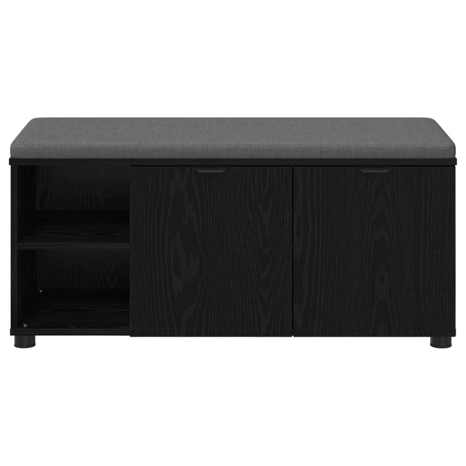 Hallbænk med pude Sort Eg 100 x 38 x 46 cm Kunstigt træ og stof