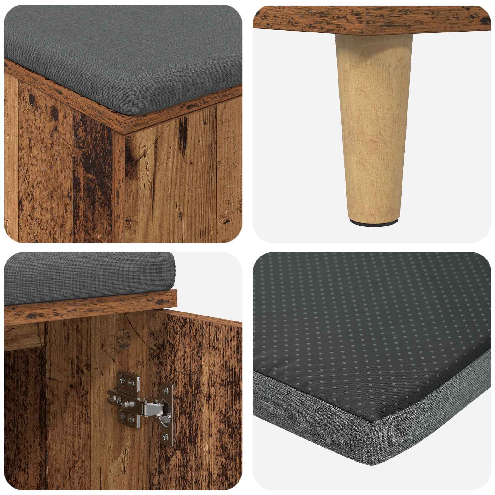 Hallbænk Gammelt træ 100 x 38 x 46 cm Kunstigt træ og stof