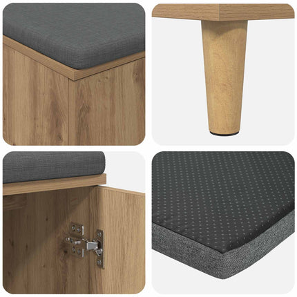 Hallbænk Artisan Eg 100 x 38 x 46 cm Kunstigt træ og stof