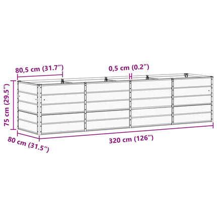 Plantekasse Elfenben 320 x 80 x 75 cm Stål
