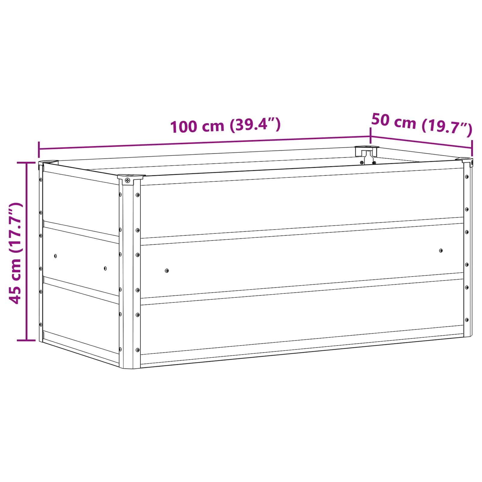 Plantekasse Elfenben 100 x 50 x 45 cm Galvaniseret stål