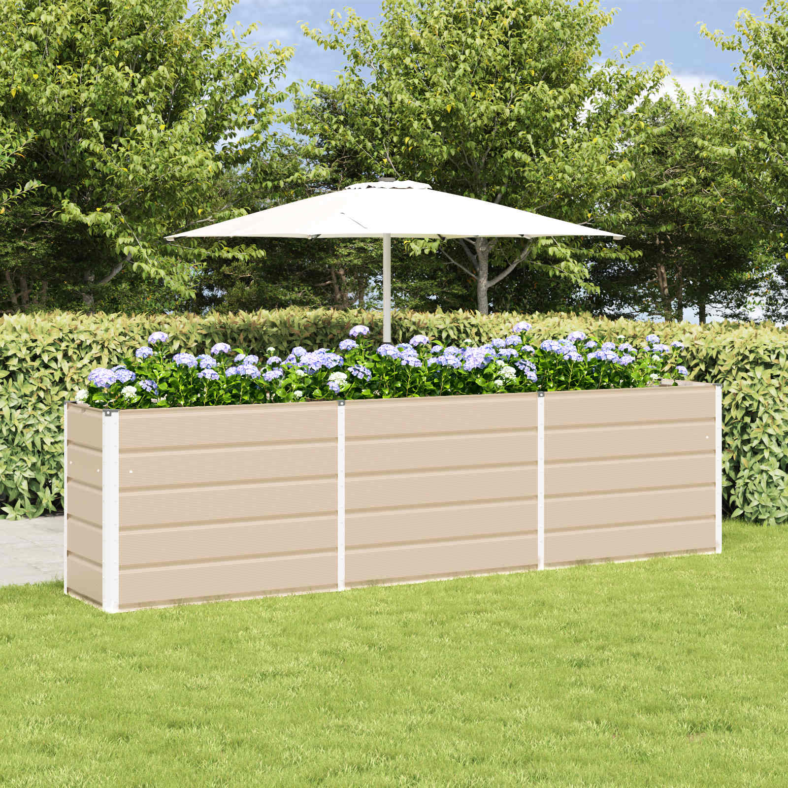 Plantekasse Elfenben 290 x 90 x 75 cm Galvaniseret stål