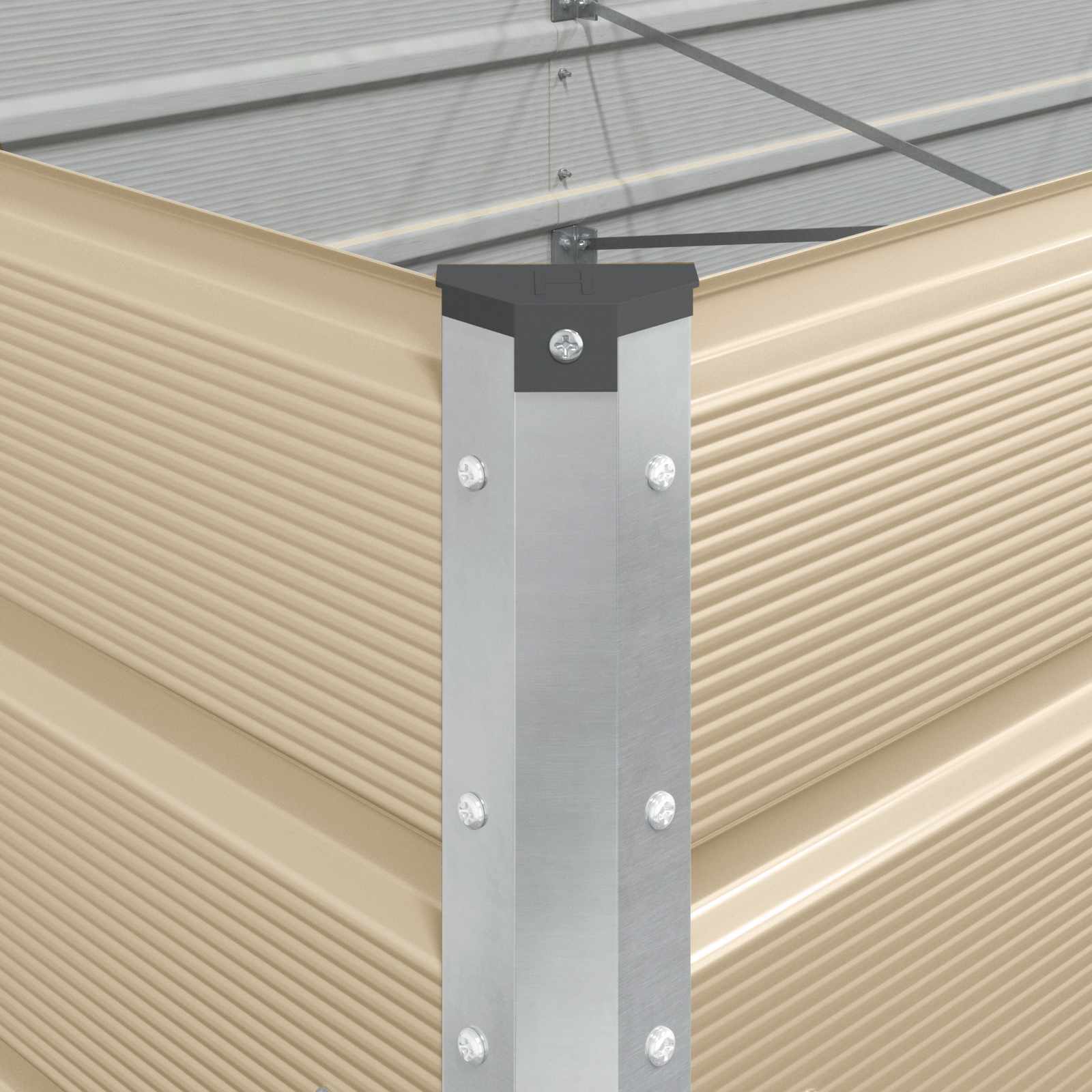 Plantekasse Elfenben 290 x 100 x 75 cm Galvaniseret stål