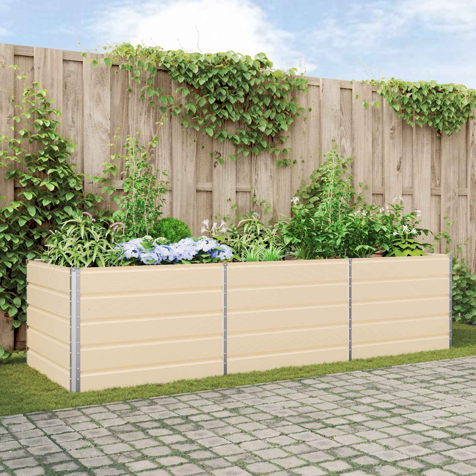 Plantekasse Elfenben 290 x 100 x 75 cm Galvaniseret stål