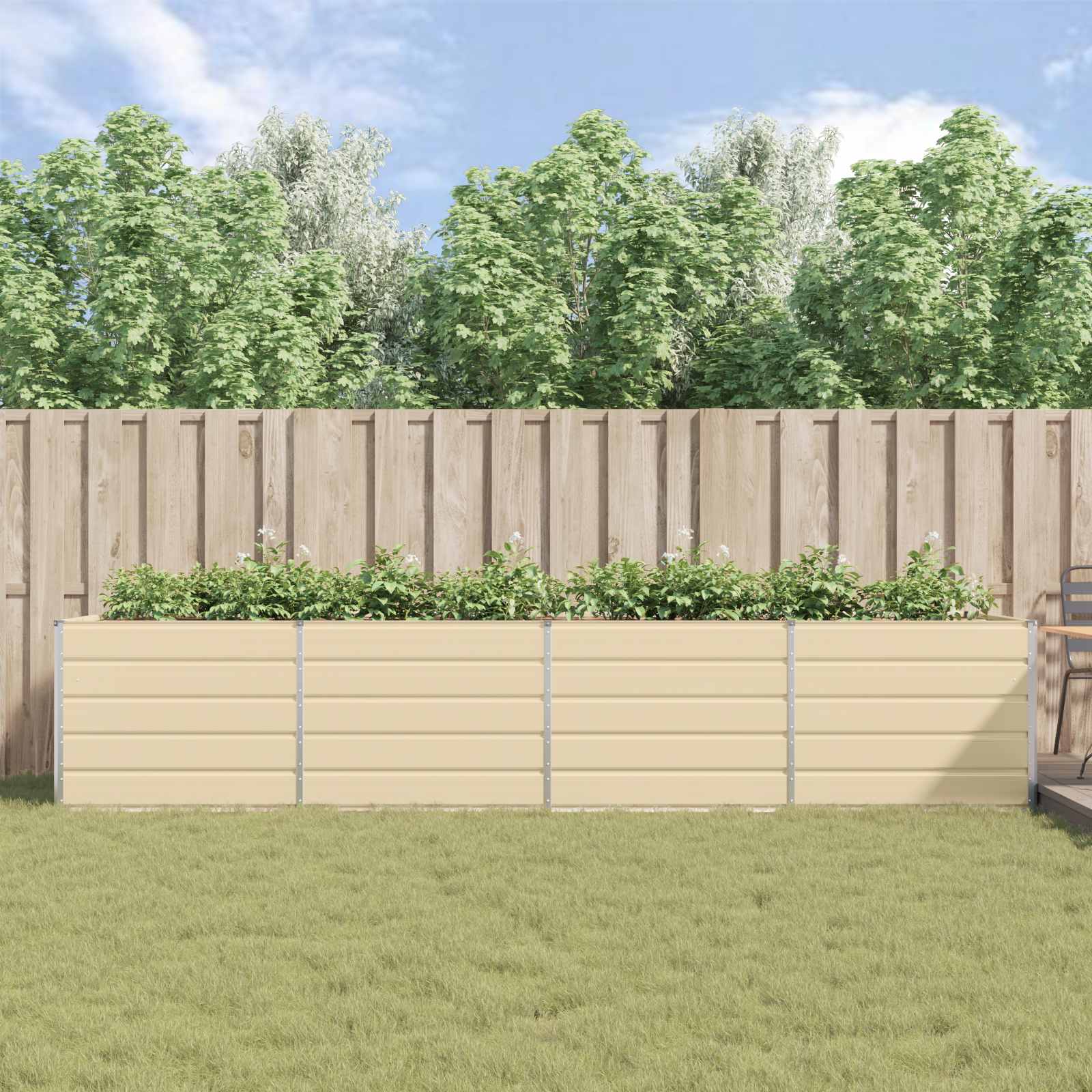 Plantekasse Elfenben 385 x 100 x 75 cm Galvaniseret stål