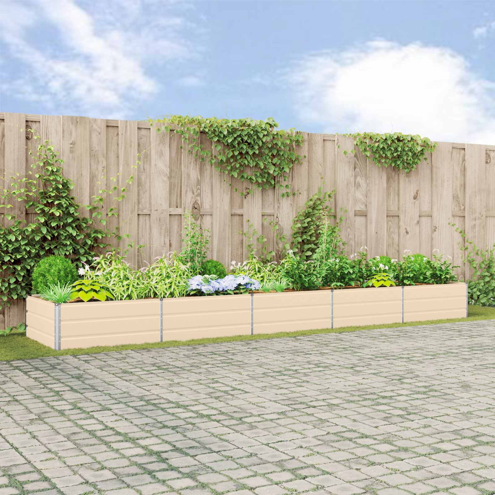 Plantekasse Elfenben 480 x 100 x 45 cm Galvaniseret stål