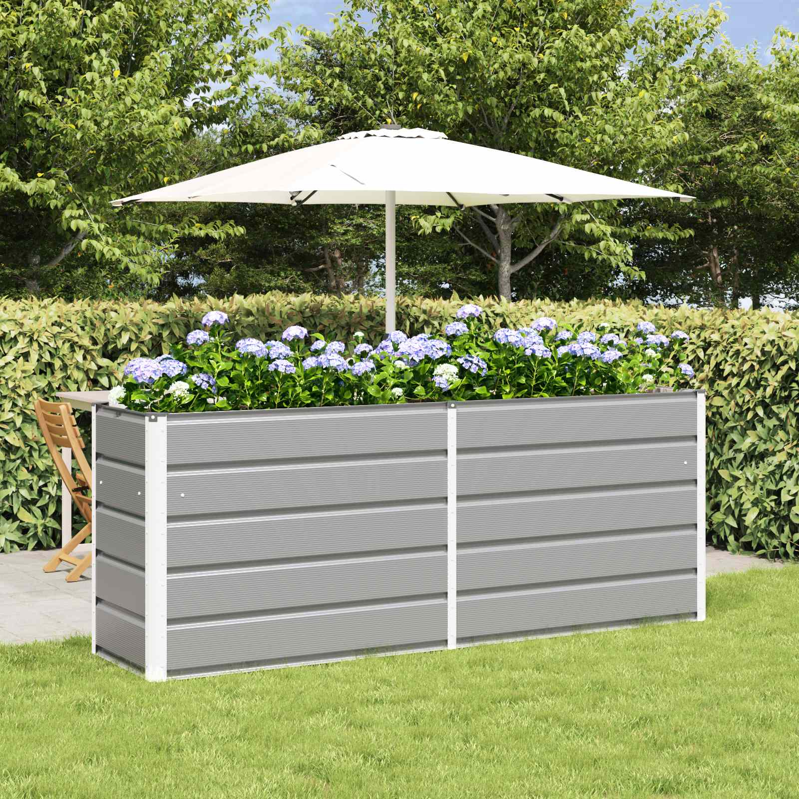 Plantekasse Lysegrå 195 x 50 x 75 cm Galvaniseret stål