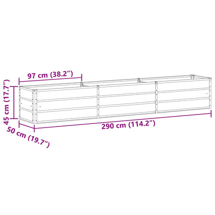 Plantekasse Lysegrå 290 x 50 x 45 cm Galvaniseret stål
