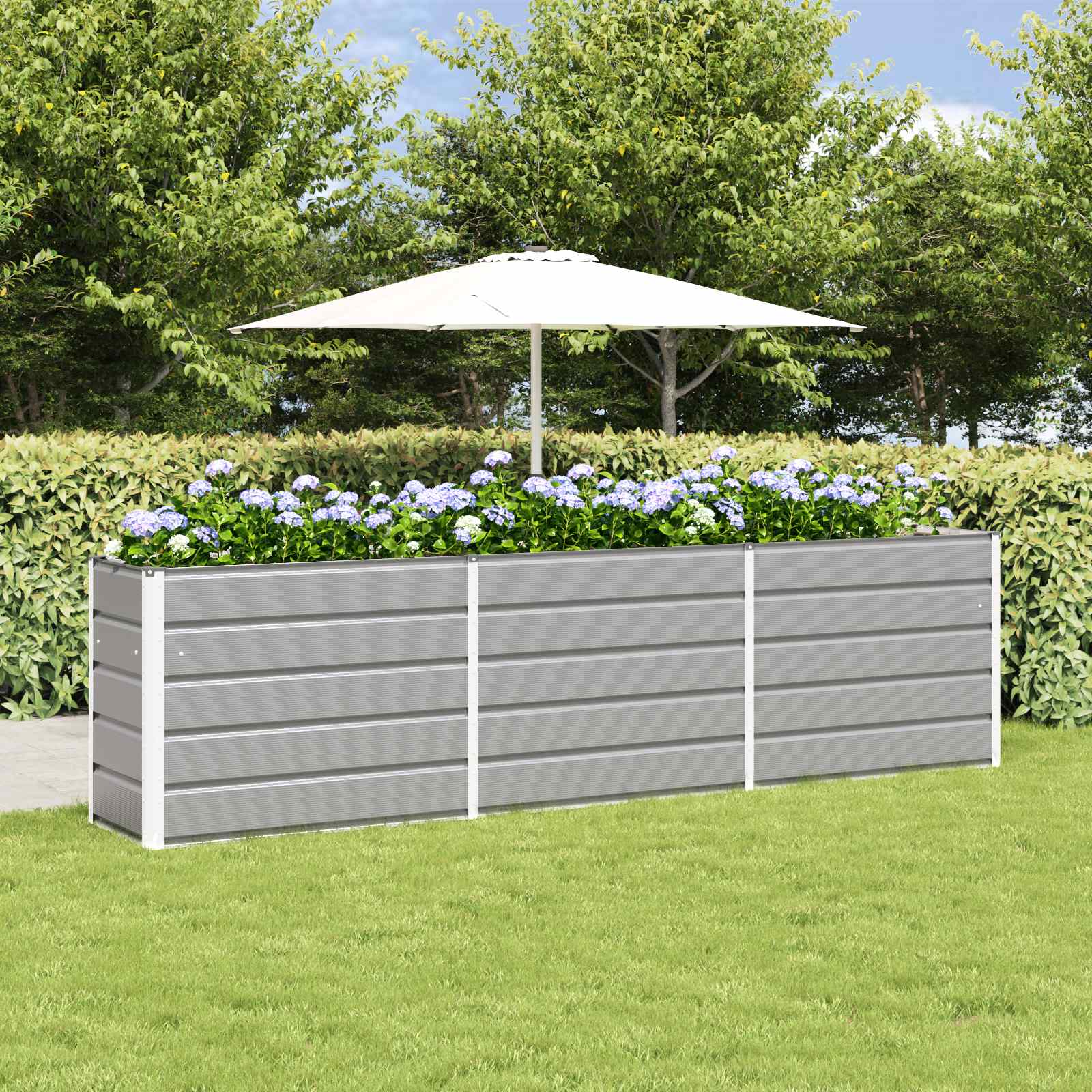 Plantekasse Lysegrå 290 x 50 x 75 cm Galvaniseret stål