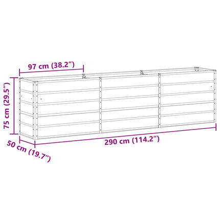 Plantekasse Lysegrå 290 x 50 x 75 cm Galvaniseret stål